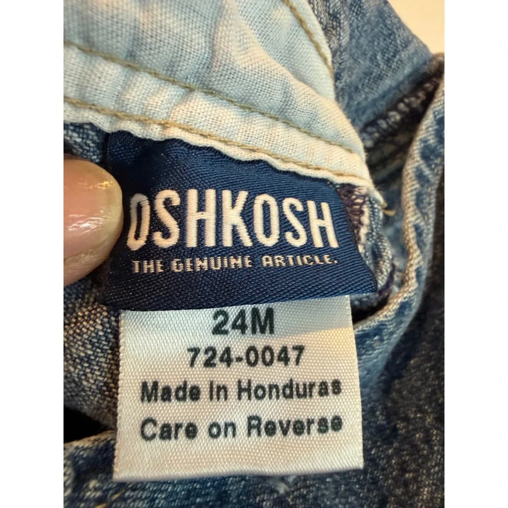 OshKosh Bgosh Baby Boys Blue Denim Shortalls Overalls 24M 724-0047